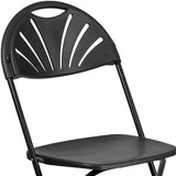 HERCULES Series 650 lb. Capacity Black Plastic Fan Back Folding Chair