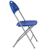 HERCULES Series 650 lb. Capacity Blue Plastic Fan Back Folding Chair