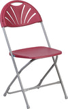 HERCULES Series 650 lb. Capacity Burgundy Plastic Fan Back Folding Chair