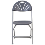 HERCULES Series 650 lb. Capacity Charcoal Plastic Fan Back Folding Chair