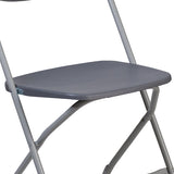 HERCULES Series 650 lb. Capacity Charcoal Plastic Fan Back Folding Chair