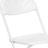 HERCULES Series 650 lb. Capacity White Plastic Fan Back Folding Chair