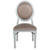 HERCULES Series 900 lb. Capacity King Louis Chair with Taupe Vinyl Back and Seat and Silver Frame 