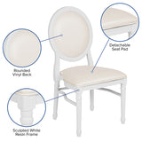 HERCULES Series 900 lb. Capacity King Louis Chair with White Vinyl Back and Seat and White Frame 