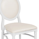 HERCULES Series 900 lb. Capacity King Louis Chair with White Vinyl Back and Seat and White Frame 
