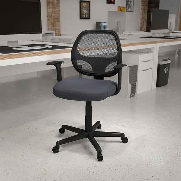 Flash Fundamentals Mid-Back Gray Mesh Swivel Ergonomic Task Office Chair with Arms, BIFMA Certified by Office Chairs PLUS