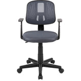 Flash Fundamentals Mid-Back Gray Mesh Swivel Task Office Chair with Pivot Back and Arms, BIFMA Certified