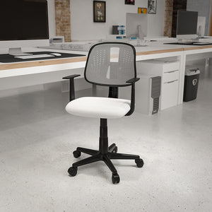Flash Fundamentals Mid-Back White Mesh Swivel Task Office Chair with Pivot Back and Arms, BIFMA Certified by Office Chairs PLUS