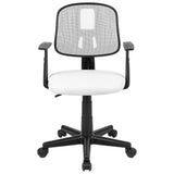 Flash Fundamentals Mid-Back White Mesh Swivel Task Office Chair with Pivot Back and Arms, BIFMA Certified
