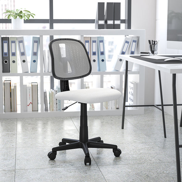 Flash Fundamentals Mid-Back White Mesh Swivel Task Office Chair with Pivot Back, BIFMA Certified by Office Chairs PLUS