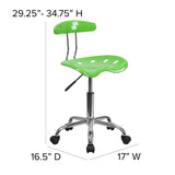 Vibrant Apple Green and Chrome Swivel Task Office Chair with Tractor Seat