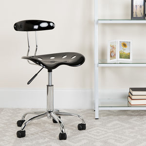 Vibrant Black and Chrome Swivel Task Office Chair with Tractor Seat by Office Chairs PLUS