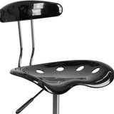 Vibrant Black and Chrome Swivel Task Office Chair with Tractor Seat