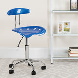 Vibrant Bright Blue and Chrome Swivel Task Office Chair with Tractor Seat by Office Chairs PLUS