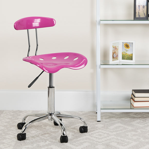 Vibrant Candy Heart and Chrome Swivel Task Office Chair with Tractor Seat by Office Chairs PLUS