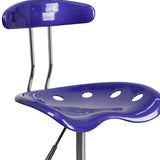 Vibrant Deep Blue and Chrome Swivel Task Office Chair with Tractor Seat