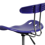 Vibrant Deep Blue and Chrome Swivel Task Office Chair with Tractor Seat