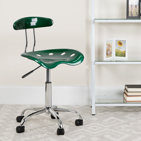 Vibrant Green and Chrome Swivel Task Office Chair with Tractor Seat by Office Chairs PLUS