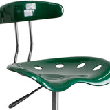 Vibrant Green and Chrome Swivel Task Office Chair with Tractor Seat