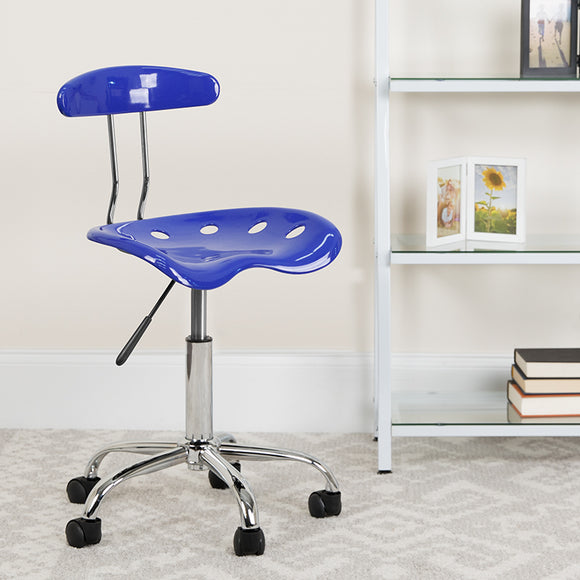 Vibrant Nautical Blue and Chrome Swivel Task Office Chair with Tractor Seat by Office Chairs PLUS