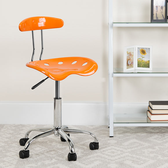 Vibrant Orange and Chrome Swivel Task Office Chair with Tractor Seat by Office Chairs PLUS