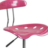 Vibrant Pink and Chrome Swivel Task Office Chair with Tractor Seat