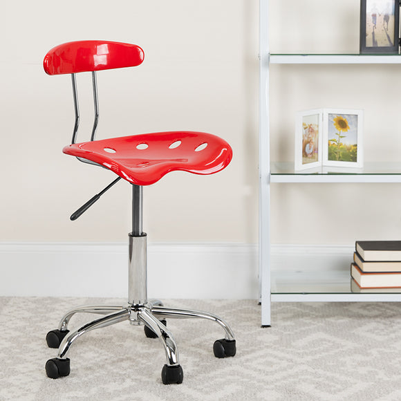Vibrant Red and Chrome Swivel Task Office Chair with Tractor Seat by Office Chairs PLUS