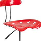 Vibrant Red and Chrome Swivel Task Office Chair with Tractor Seat