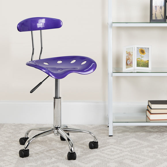 Vibrant Violet and Chrome Swivel Task Office Chair with Tractor Seat by Office Chairs PLUS