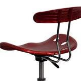 Vibrant Wine Red and Chrome Swivel Task Office Chair with Tractor Seat