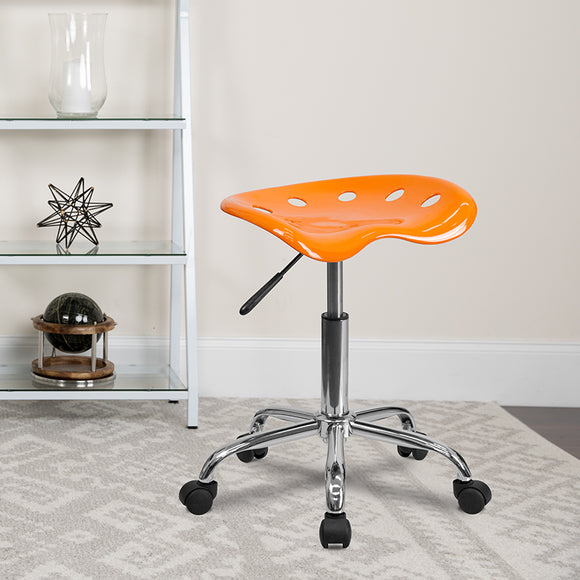 Vibrant Orange Tractor Seat and Chrome Stool by Office Chairs PLUS