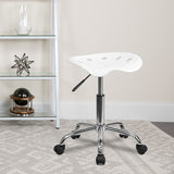 Vibrant White Tractor Seat and Chrome Stool by Office Chairs PLUS