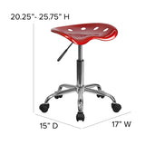 Vibrant Wine Red Tractor Seat and Chrome Stool