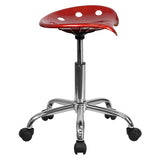 Vibrant Wine Red Tractor Seat and Chrome Stool