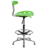 Vibrant Apple Green and Chrome Drafting Stool with Tractor Seat