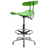 Vibrant Apple Green and Chrome Drafting Stool with Tractor Seat