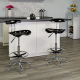 Vibrant Black and Chrome Drafting Stool with Tractor Seat by Office Chairs PLUS