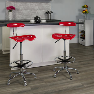 Vibrant Cherry Tomato and Chrome Drafting Stool with Tractor Seat by Office Chairs PLUS