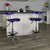 Vibrant Deep Blue and Chrome Drafting Stool with Tractor Seat by Office Chairs PLUS