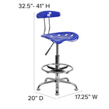 Vibrant Nautical Blue and Chrome Drafting Stool with Tractor Seat