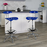 Vibrant Nautical Blue and Chrome Drafting Stool with Tractor Seat by Office Chairs PLUS