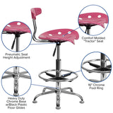 Vibrant Pink and Chrome Drafting Stool with Tractor Seat