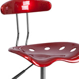 Vibrant Wine Red and Chrome Drafting Stool with Tractor Seat