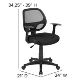 Mid-Back Black Mesh Swivel Ergonomic Task Office Chair with T-Arms - Desk Chair, BIFMA Certified
