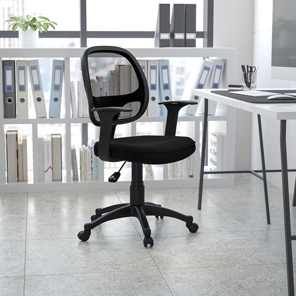 Mid-Back Black Mesh Swivel Ergonomic Task Office Chair with T-Arms - Desk Chair, BIFMA Certified by Office Chairs PLUS