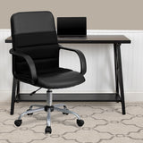 Mid-Back Black LeatherSoft and Mesh Swivel Task Office Chair with Arms by Office Chairs PLUS