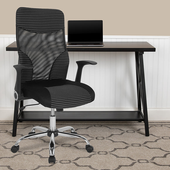 Milford High Back Ergonomic Office Chair with Contemporary Mesh Design in Black and White by Office Chairs PLUS