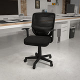 Mid-Back Black Mesh Tapered Back Swivel Task Office Chair with T-Arms by Office Chairs PLUS