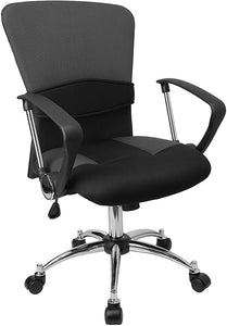 Mid-Back Grey Mesh Swivel Task Office Chair with Adjustable Lumbar Support and Arms by Office Chairs PLUS