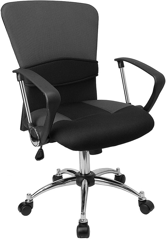 Mid-Back Grey Mesh Swivel Task Office Chair with Adjustable Lumbar Support and Arms by Office Chairs PLUS